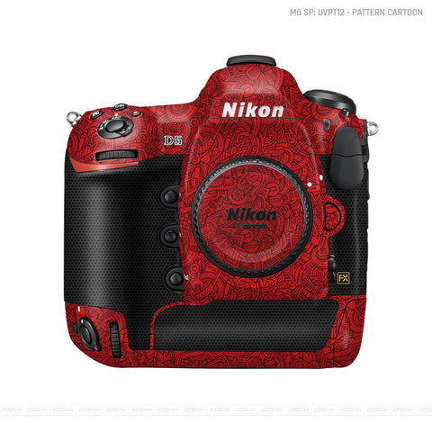 Dán Skin Máy Ảnh Nikon Vân Nổi Pattern Cartoon Đỏ | UVPT12