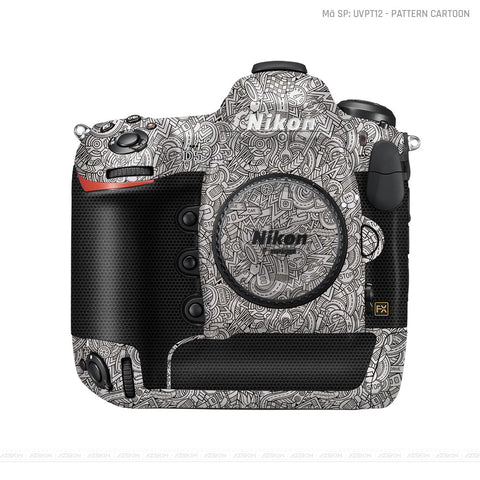 Dán Skin Máy Ảnh Nikon Vân Nổi Pattern Cartoon Trắng | UVPT12