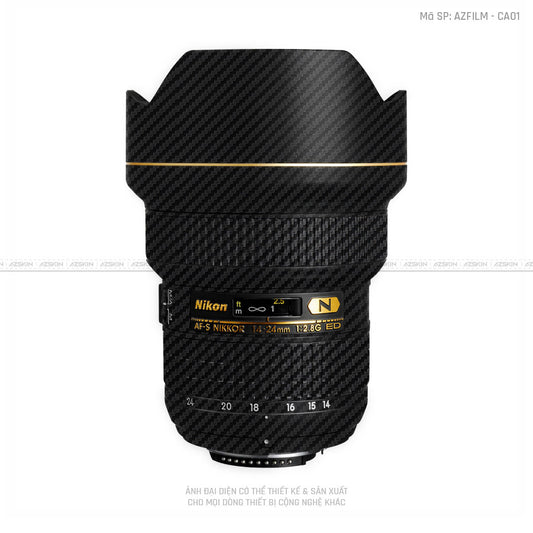 Dán Skin Ống Kính Nikon Vân Nổi Carbon Đen | AZFILM-CA01