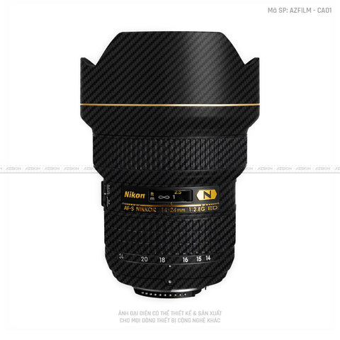 Dán Skin Ống Kính Nikon Vân Nổi Carbon Đen | AZFILM-CA01