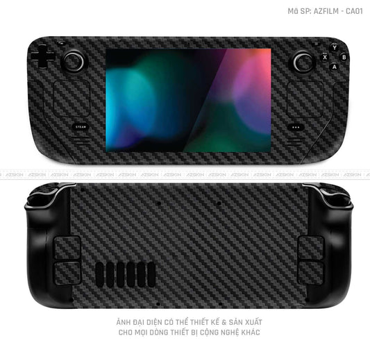 Dán Skin Máy Chơi Game Steam Deck Vân Carbon Đen  | CA01