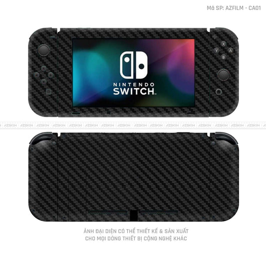 Dán Skin Máy Chơi Game Nintendo Switch Vân Carbon Đen | CA01