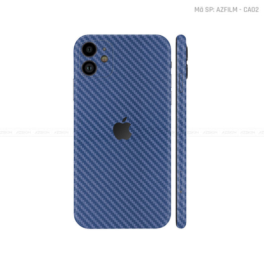 Dán Skin IPhone 11 Series Vân Carbon Xanh | CA02