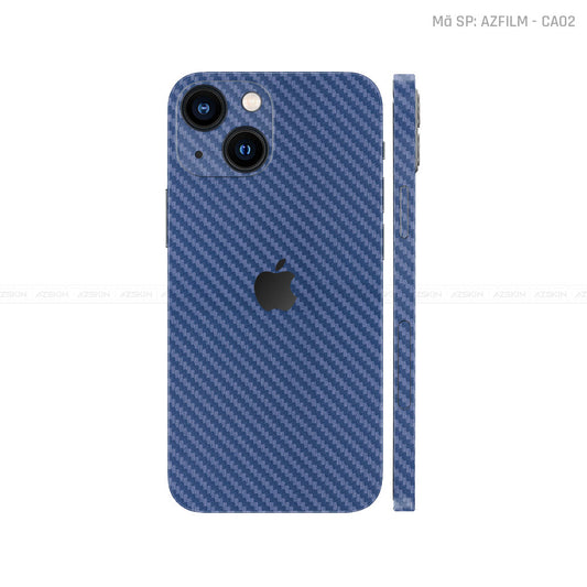 Dán Skin IPhone 14 Series Vân Carbon Xanh | CA02