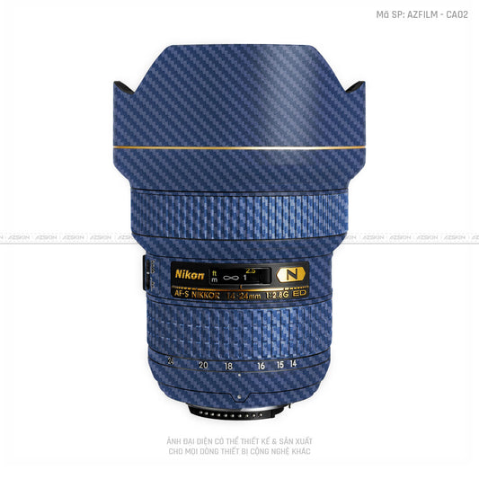 Dán Skin Ống Kính Nikon Vân Nổi Carbon Xanh | AZFILM-CA02