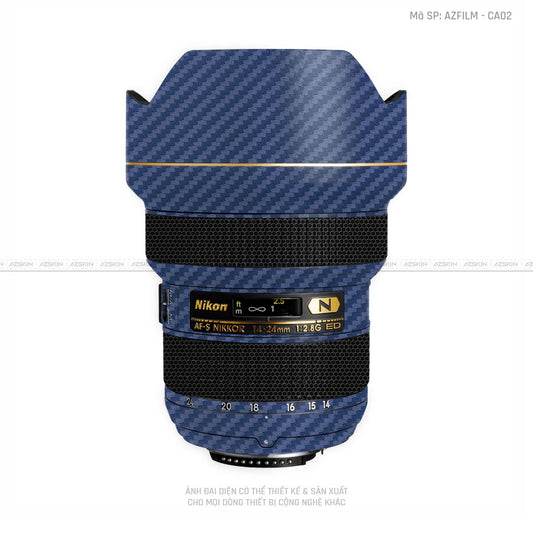Dán Skin Ống Kính Nikon Vân Nổi Carbon Xanh | AZFILM-CA02