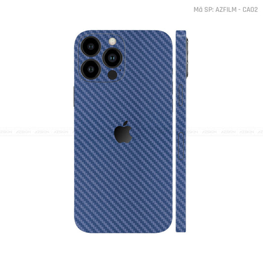 Dán Skin IPhone 14 Series Vân Carbon Xanh | CA02