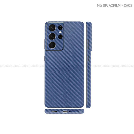 Dán Skin Galaxy S21 Series Vân Carbon Xanh | CA02