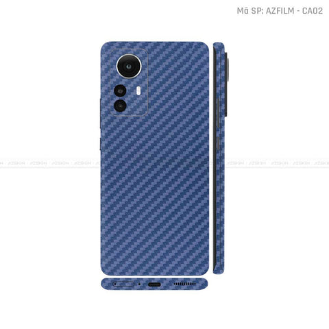 Dán Skin Xiaomi 12 Series Màu Carbon Xanh | CA02