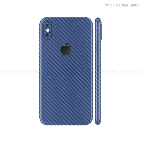 Dán Skin IPhone X Series Vân Carbon Xanh | CA02