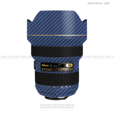 Dán Skin Ống Kính Nikon Vân Nổi Carbon Xanh | AZFILM-CA02