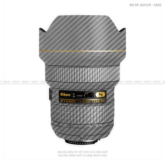 Dán Skin Ống Kính Nikon Vân Nổi Carbon Xám | AZFILM-CA03
