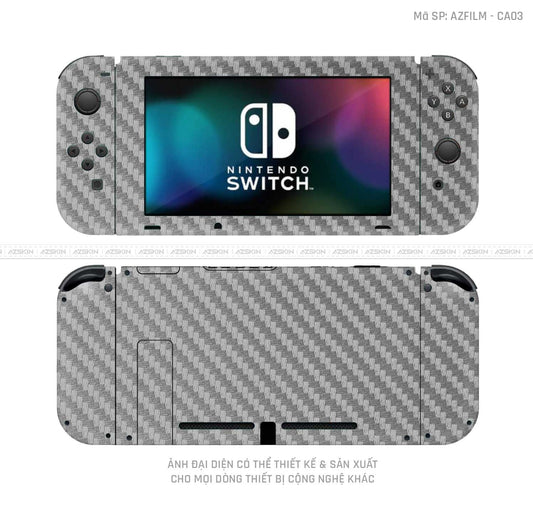 Dán Skin Máy Chơi Game Nintendo Switch Vân Carbon Xám | CA03