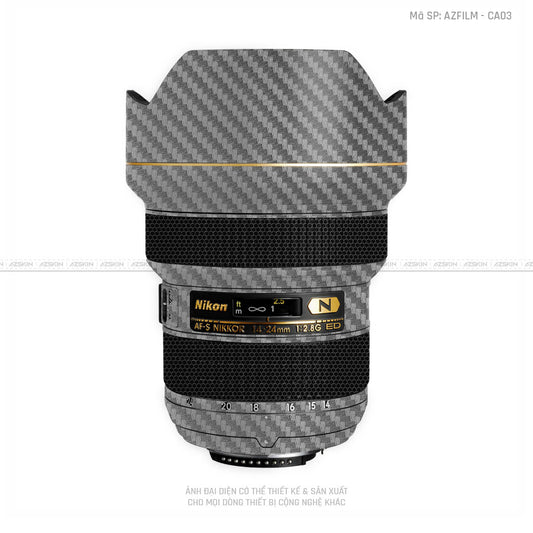 Dán Skin Ống Kính Nikon Vân Nổi Carbon Xám | AZFILM-CA03