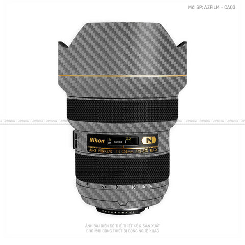 Dán Skin Ống Kính Nikon Vân Nổi Carbon Xám | AZFILM-CA03