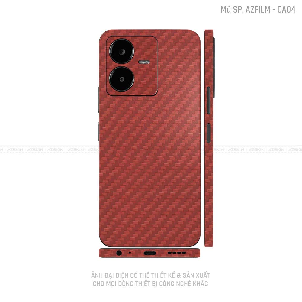 Dán Skin Vivo Y Series Vân Carbon Đỏ | CA04
