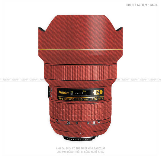 Dán Skin Ống Kính Nikon Vân Nổi Carbon Đỏ | AZFILM-CA04