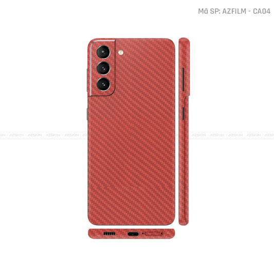 Dán Skin Galaxy S21 Series Vân Carbon Đỏ | CA04