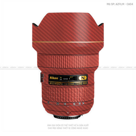 Dán Skin Ống Kính Nikon Vân Nổi Carbon Đỏ | AZFILM-CA04