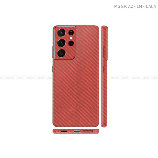 Dán Skin Galaxy S21 Series Vân Carbon Đỏ | CA04
