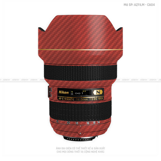 Dán Skin Ống Kính Nikon Vân Nổi Carbon Đỏ | AZFILM-CA04
