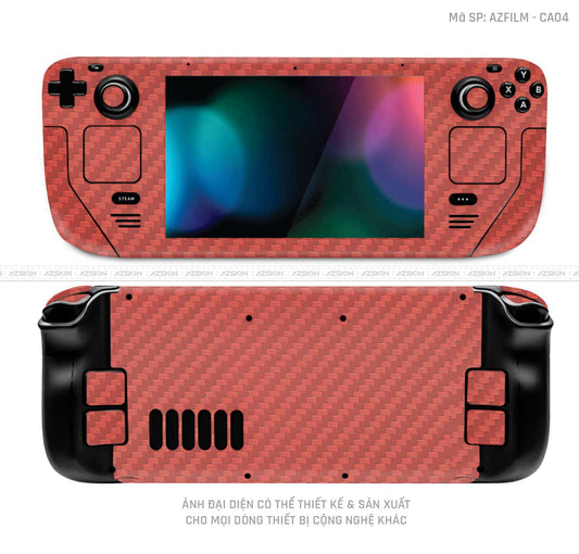Dán Skin Máy Chơi Game Steam Deck Vân Carbon Đỏ  | CA04