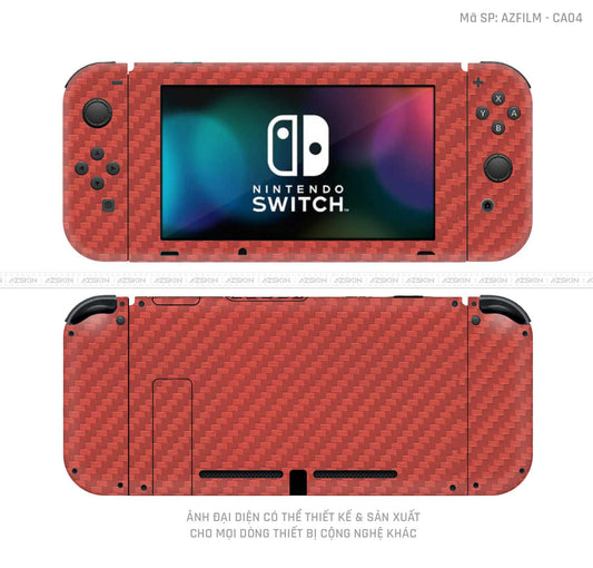 Dán Skin Máy Chơi Game Nintendo Switch Vân Carbon Đỏ | CA04