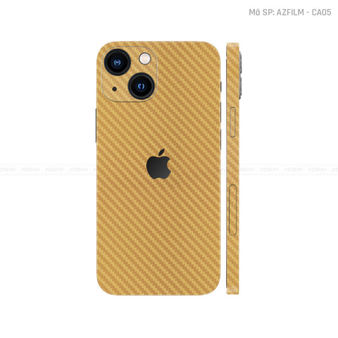 Dán Skin IPhone 14 Series Vân Carbon Vàng | CA05