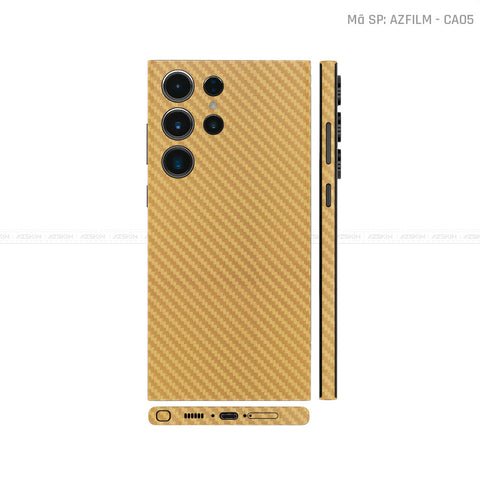 Dán Skin Samsung Galaxy S24 Series Vân Carbon Vàng | CA05