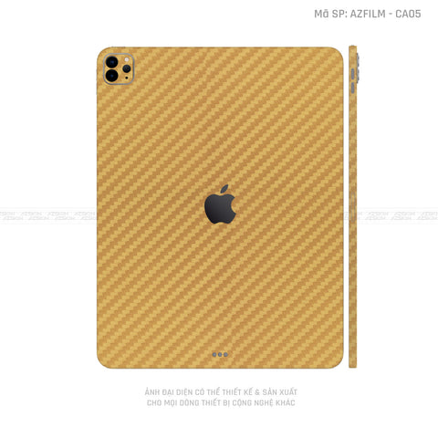 Dán Skin IPad Air Series Vân Carbon Vàng | CA05