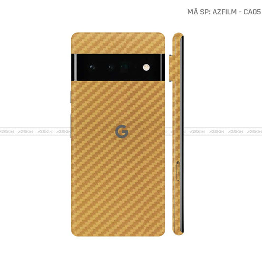 Dán Skin Google Pixel 6 Series Vân Carbon Vàng | CA05
