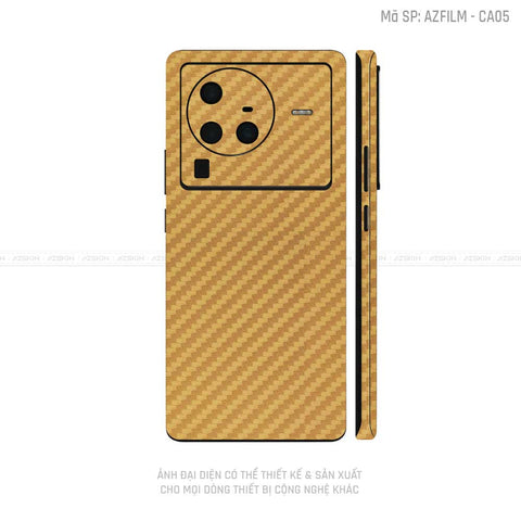 Dán Skin Vivo X Series Vân Carbon Vàng | CA05