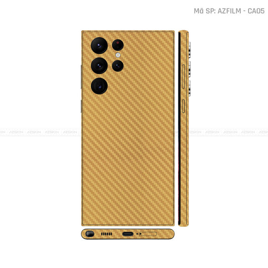 Dán Skin Galaxy S22 Series Vân Carbon Vàng | CA05