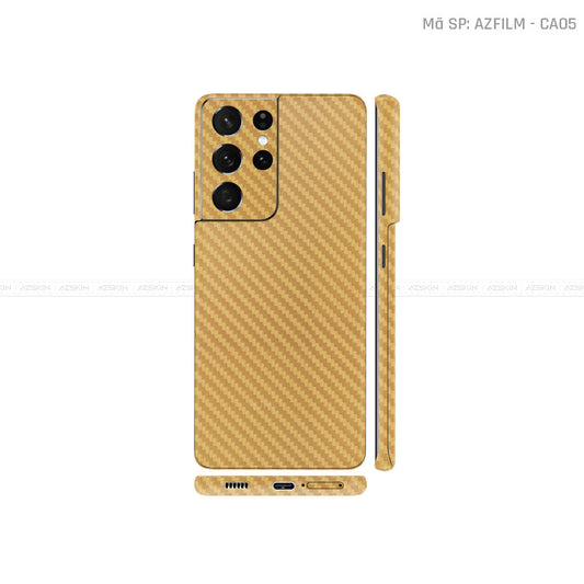 Dán Skin Galaxy S21 Series Vân Carbon Vàng | CA05