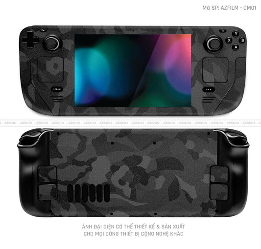 Dán Skin Máy Chơi Game Steam Deck Vân Camo Đen  | CM01