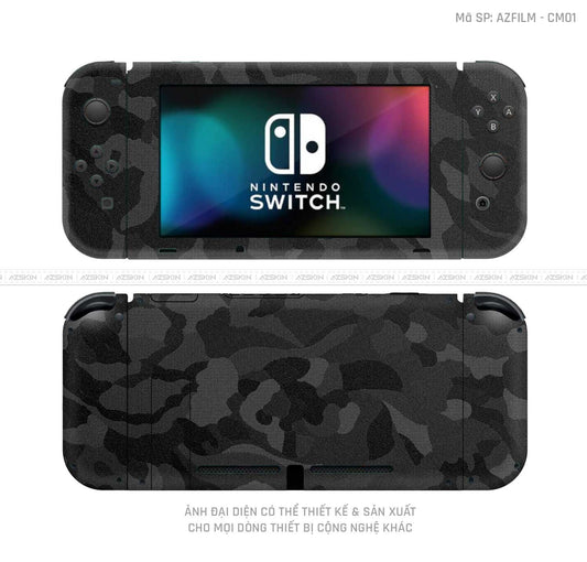 Dán Skin Máy Chơi Game Nintendo Switch Vân Camo Đen | CM01