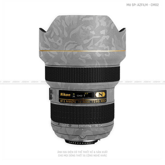 Dán Skin Ống Kính Nikon Vân Nổi Camo Xám | CM02
