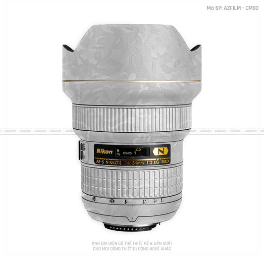 Dán Skin Ống Kính Nikon Vân Nổi Camo Trắng | CM03