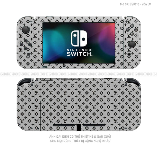 Dán Skin Máy Chơi Game Nintendo Switch Vân Pattern LV Bạc | UVPT16