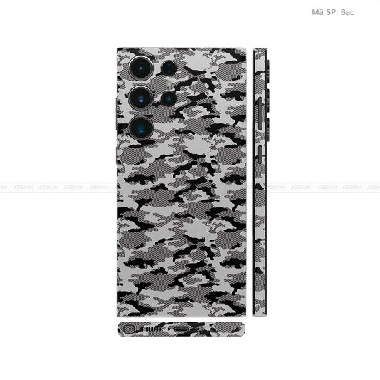 Dán Skin Samsung Galaxy S24 Series Vân Nổi Camo Bạc | UVPT08