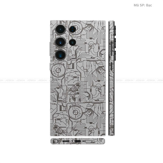 Dán Skin Samsung Galaxy S25 Series Vân Nổi Vi Mạch 2023 Bạc | UVPT14