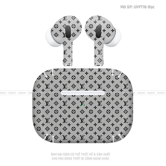 Dán Skin Tai Nghe Airpod 3 Vân LV Bạc | UVPT16