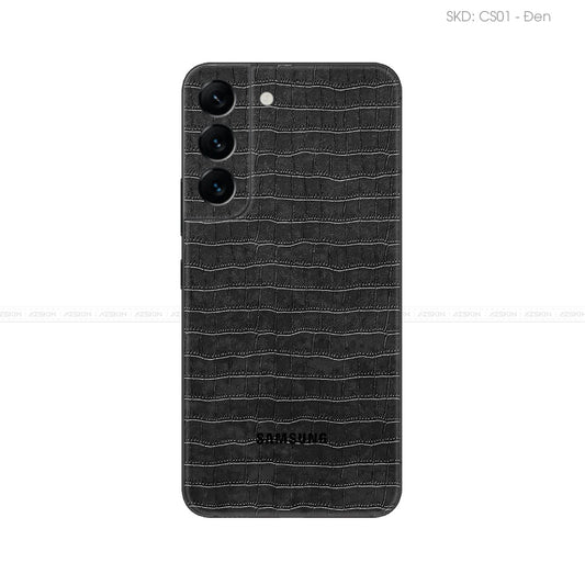 Miếng Dán Da Samsung S22 Series Vân Cá Sấu Đen | CS01
