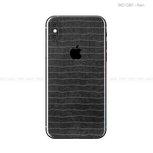 Miếng Dán Da IPhone X Series Vân Cá Sấu Đen | CS01