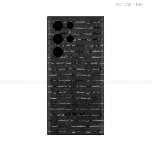 Miếng Dán Da Samsung S22 Series Vân Cá Sấu Đen | CS01