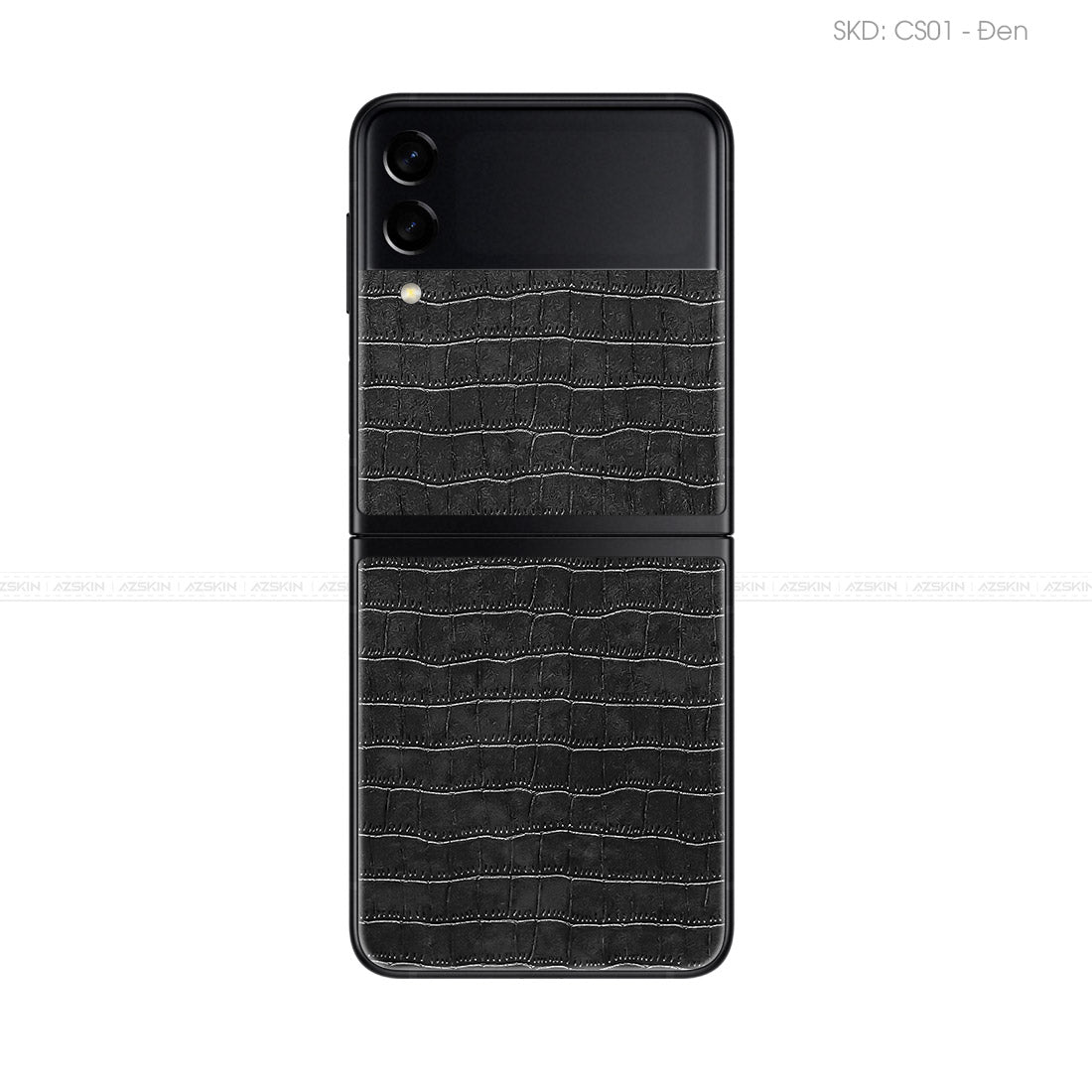 Miếng Dán Da Samsung Z Flip 4 Vân Cá Sấu Đen | CS01