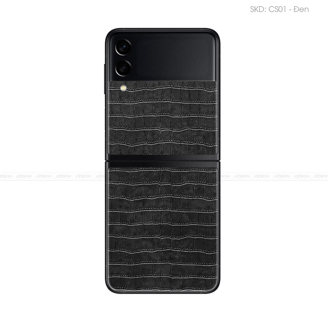 Miếng Dán Da Samsung Z Flip 5 Vân Cá Sấu Đen | CS01