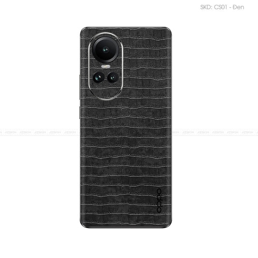 Miếng Dán Da OPPO Reno Series Vân Cá Sấu Đen | CS01
