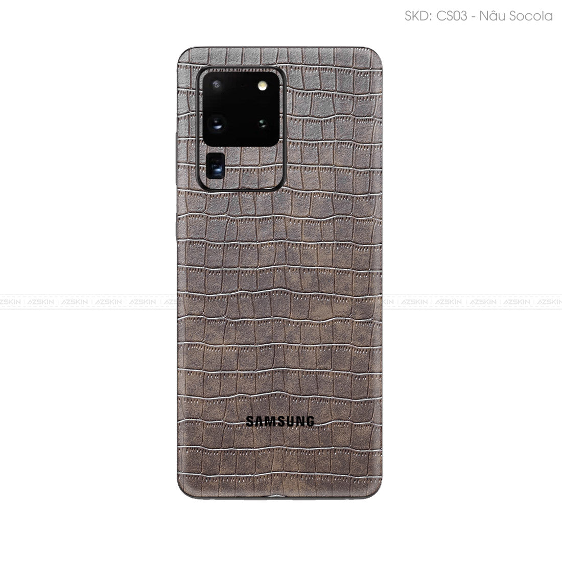 Miếng Dán Da Samsung S20 Series Vân Cá Sấu Nâu | CS03
