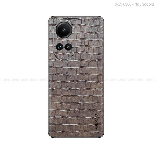 Miếng Dán Da OPPO Reno Series Vân Cá Sấu Nâu | CS03
